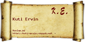 Kuti Ervin névjegykártya